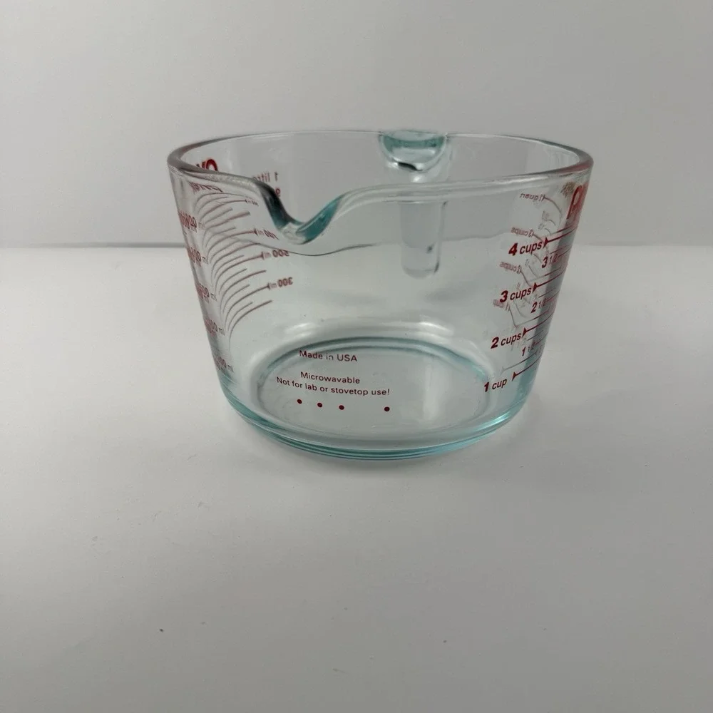 PYREX Measuring 4 Cup Glass 32oz RED Lettering Made USA Corning NY